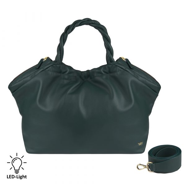 Riccardo Ferducci_018434 049_Shopper mit LED-Licht-Fach_Leder_grün_Damen_1