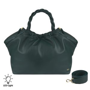 Riccardo Ferducci_018434 049_Shopper mit LED-Licht-Fach_Leder_grün_Damen_1